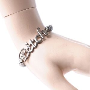 NWT BITCH SILVER  TONE BEADED BRACELET